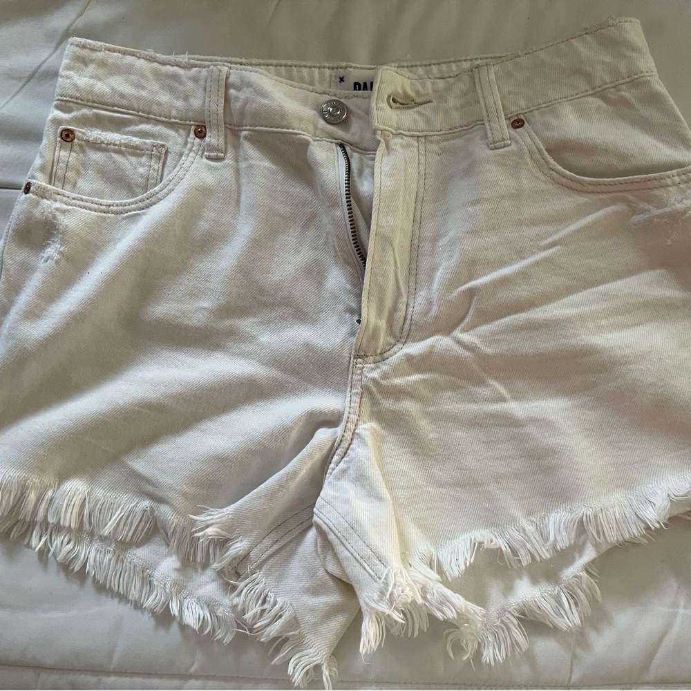 PAIGE White Jean Shorts Distressed High-Waisted